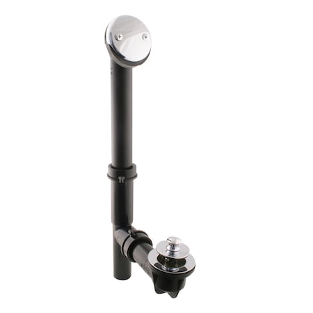 Westbrass Black 1-1/2" Tubular Twist & Close Bath Waste in Polished Chrome 594144-26
